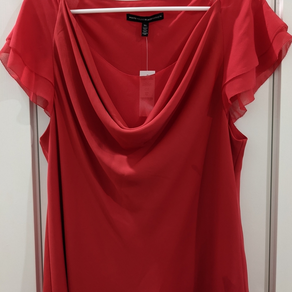 White House Black Market NWT XL Berry Pink scoop neck Blouse